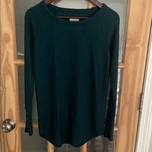 Chaser Dark Dark Teal Long Sleeve Waffle Top Sz Small